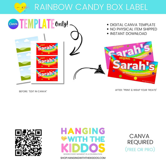 Rainbow Candy Box Label Template