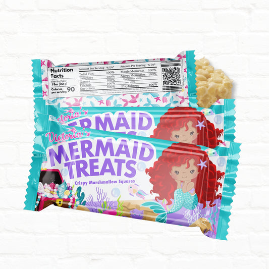 Mermaid Personalized Party Favors Rice Crispy Wrappers