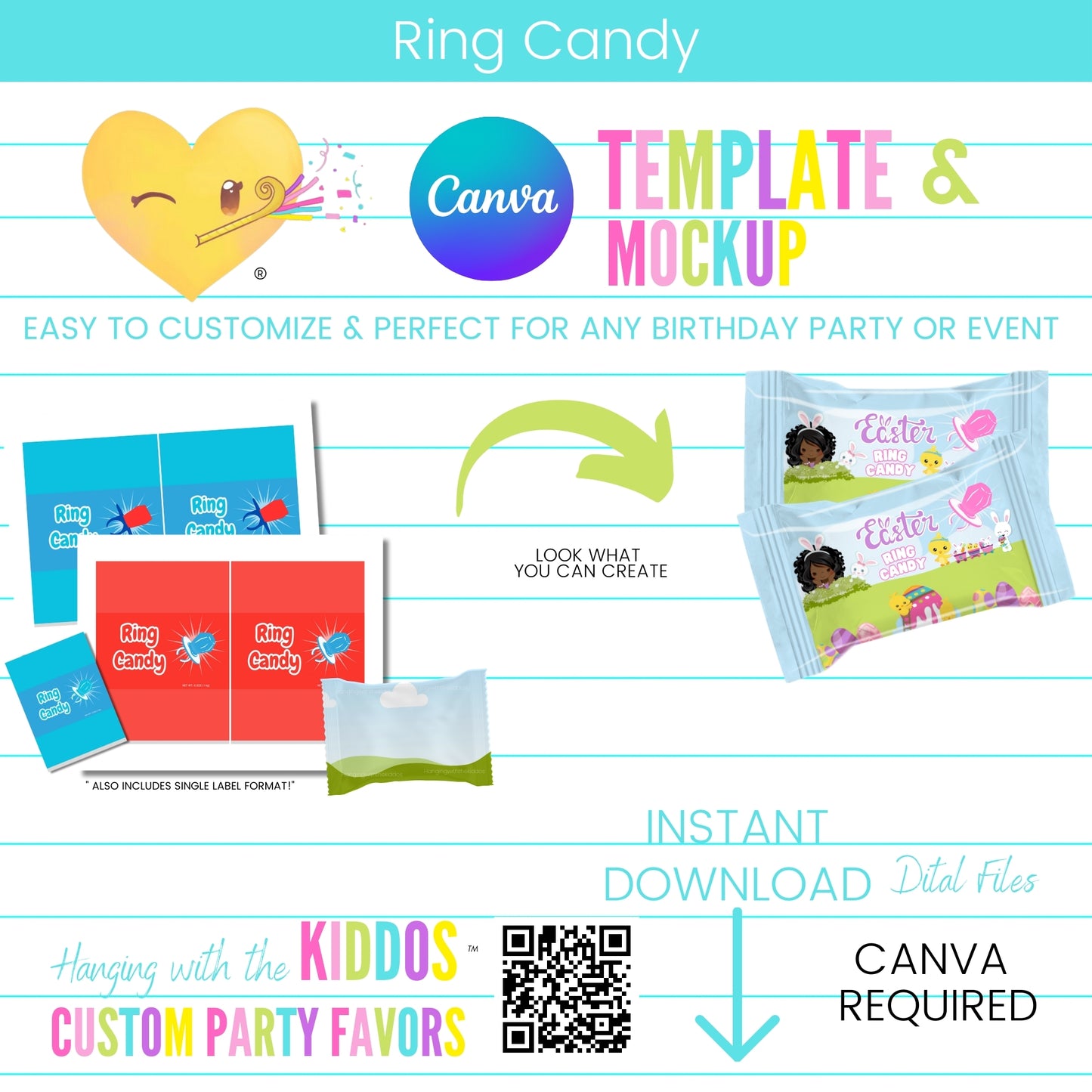 Custom Ring Candy Wrapper Template and Mockup