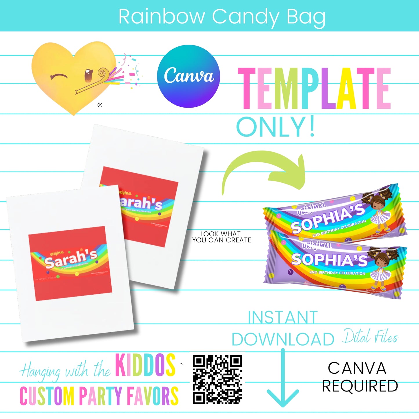 Rainbow Candy Bag Template