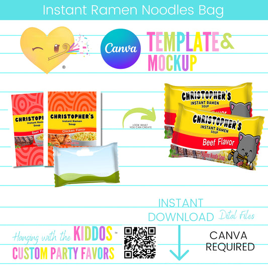 Personalized Instant Ramen Noodles Wrapper Template with Mock-Up