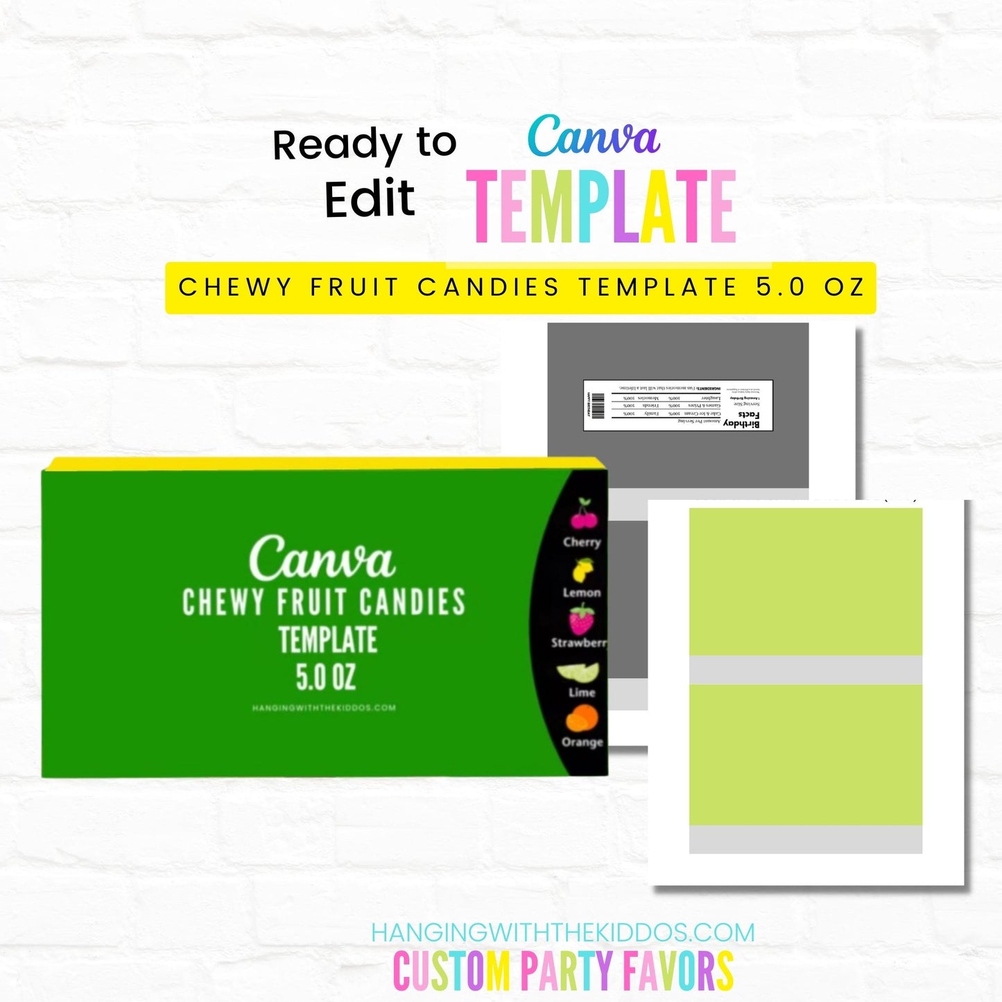 Chewy Fruit Candy Box Template|5oz