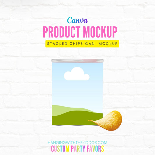 Stacked Chips Can Mockup|Canva Template