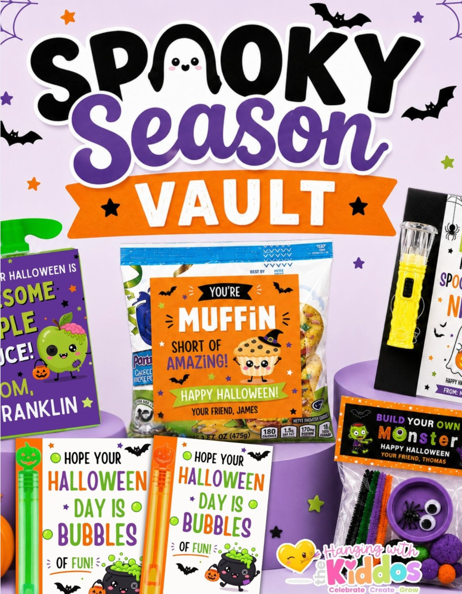 Spooky Season Vault | Halloween Party Favor & Treat Bag Canva Templates