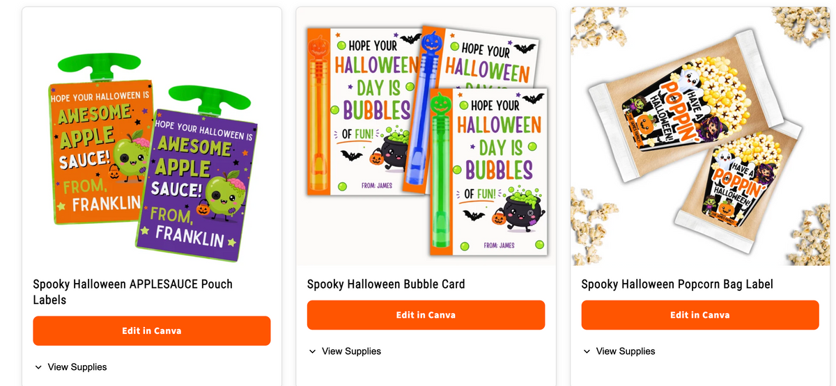 Spooky Season Vault | Halloween Party Favor & Treat Bag Canva Templates