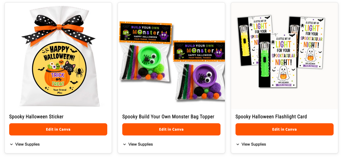 Spooky Season Vault | Halloween Party Favor & Treat Bag Canva Templates