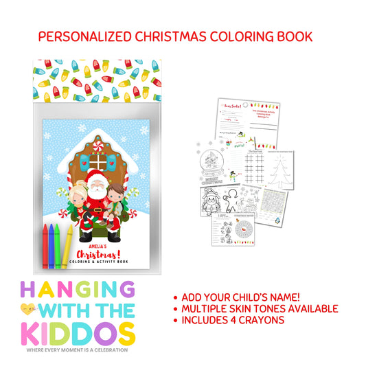 Personalized Christmas Coloring & Activity Book & Crayons