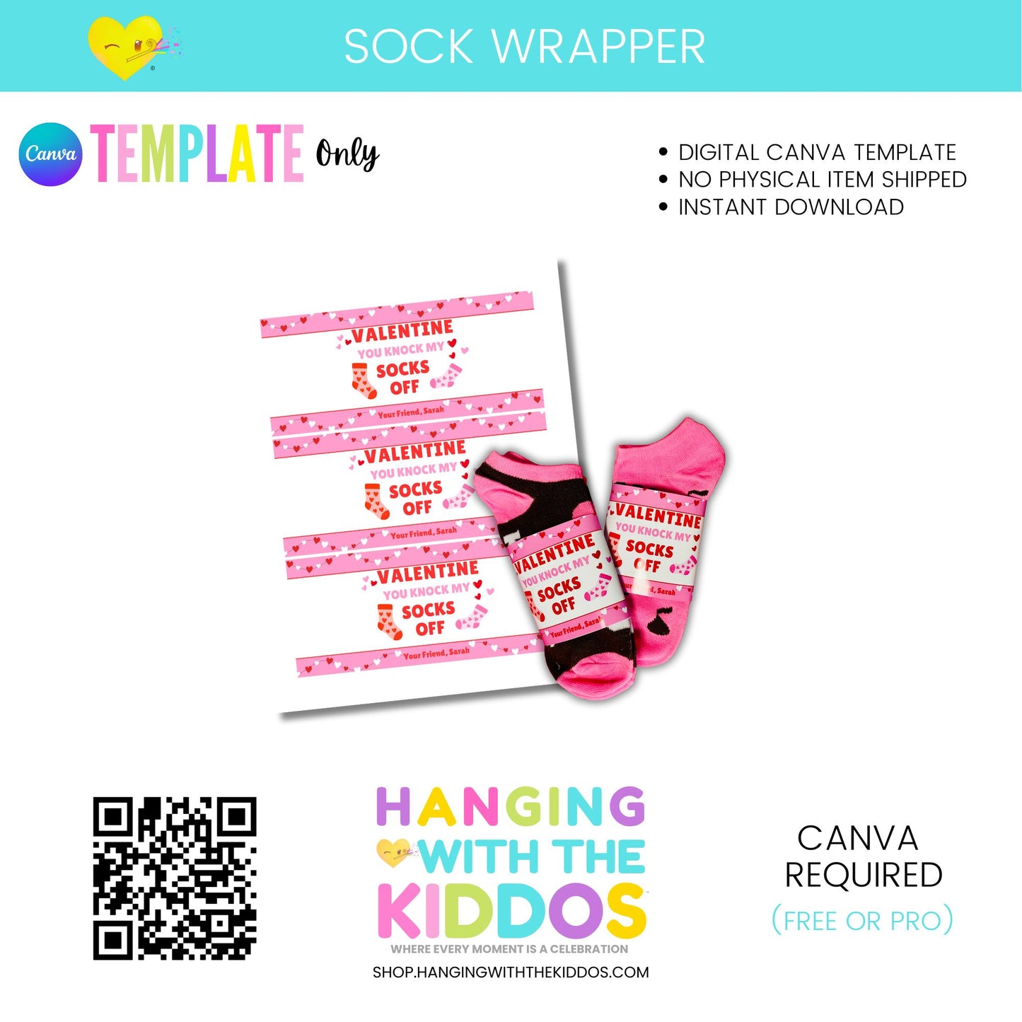 Valentine Sock Wrapper Canva Template