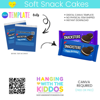 Snacksters Soft Snack Cakes Wrapper Template