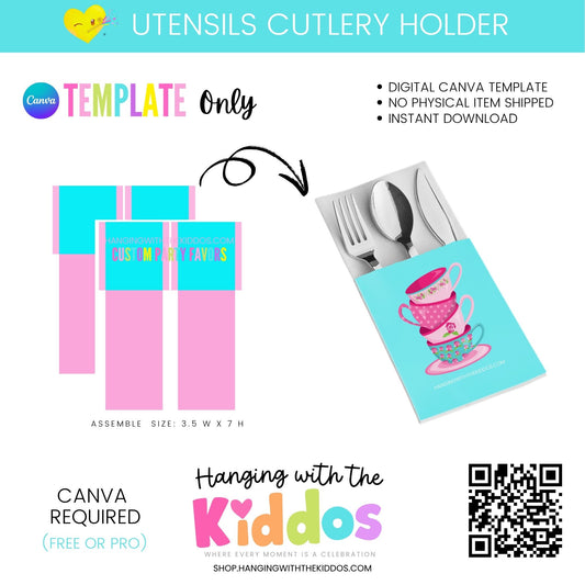 Custom Utensils Cutlery Holder Template | DIY Party Supplies
