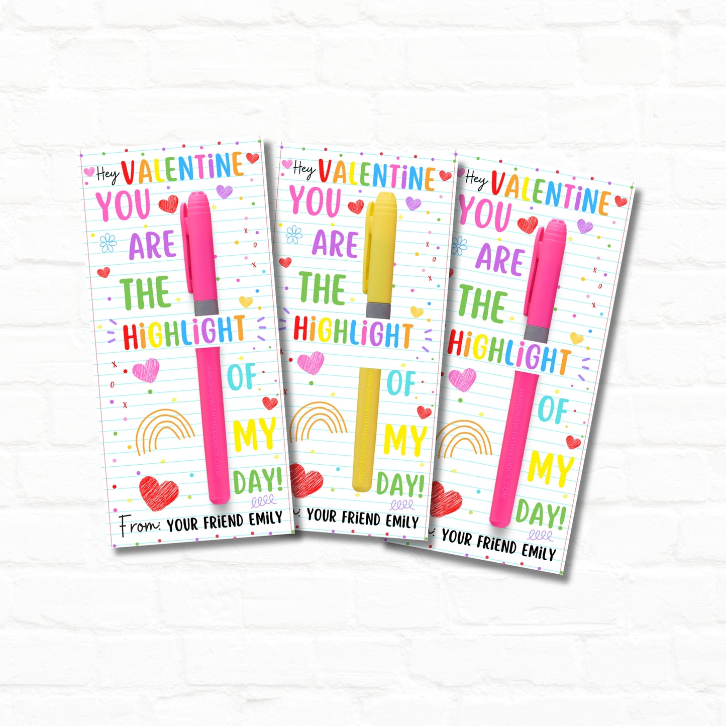 Highlighter Valentine Printable Tags - DIY Valentine’s Day Classroom Gift