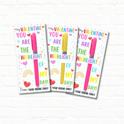 Highlighter Valentine Printable Tags - DIY Valentine’s Day Classroom Gift