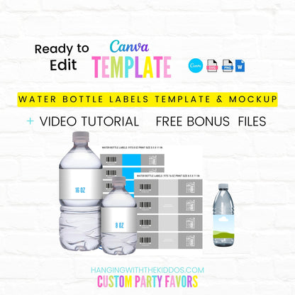 Editable Water Bottle Label Template