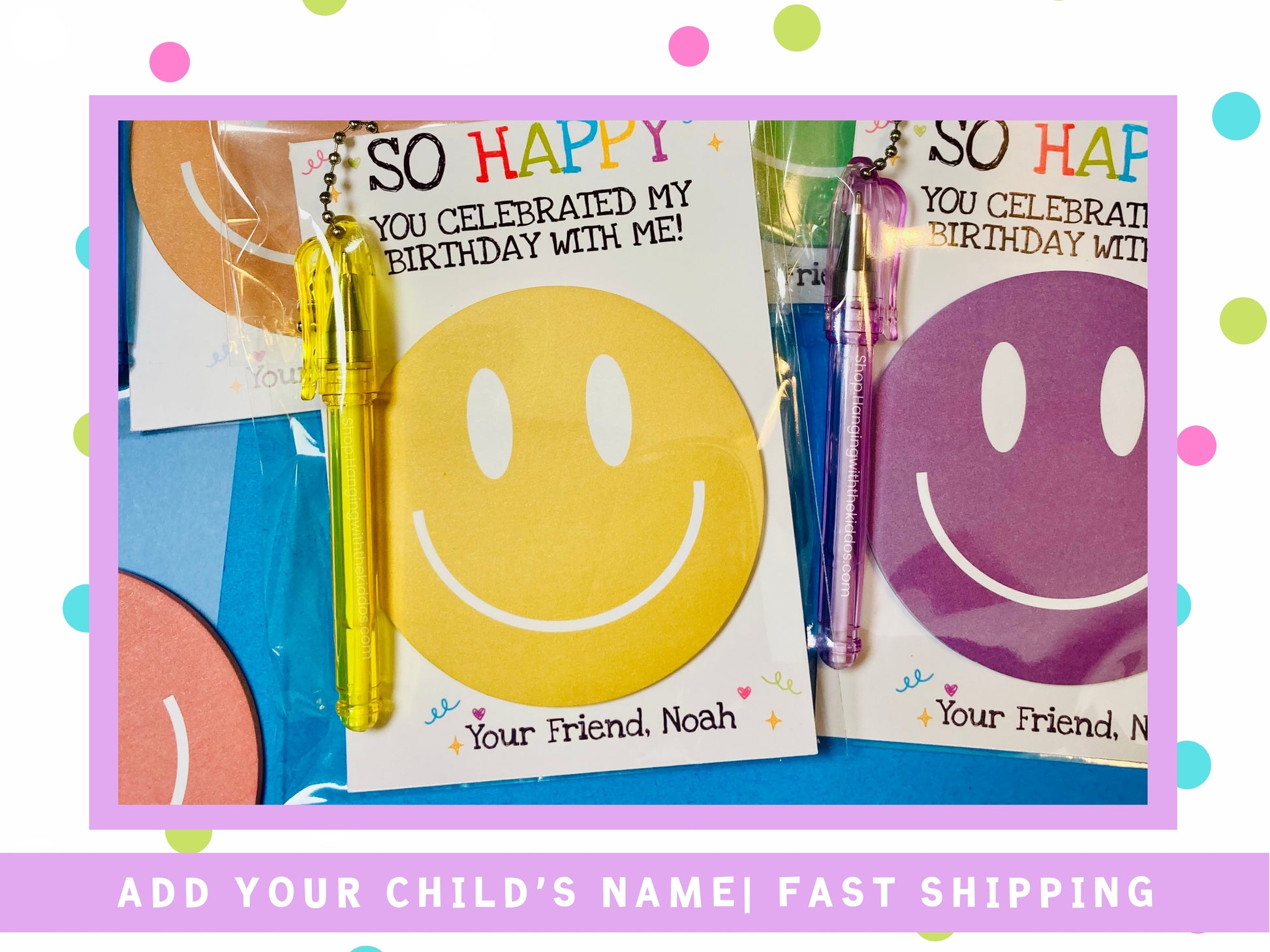 Personalized Smiley Face Birthday Party Favors