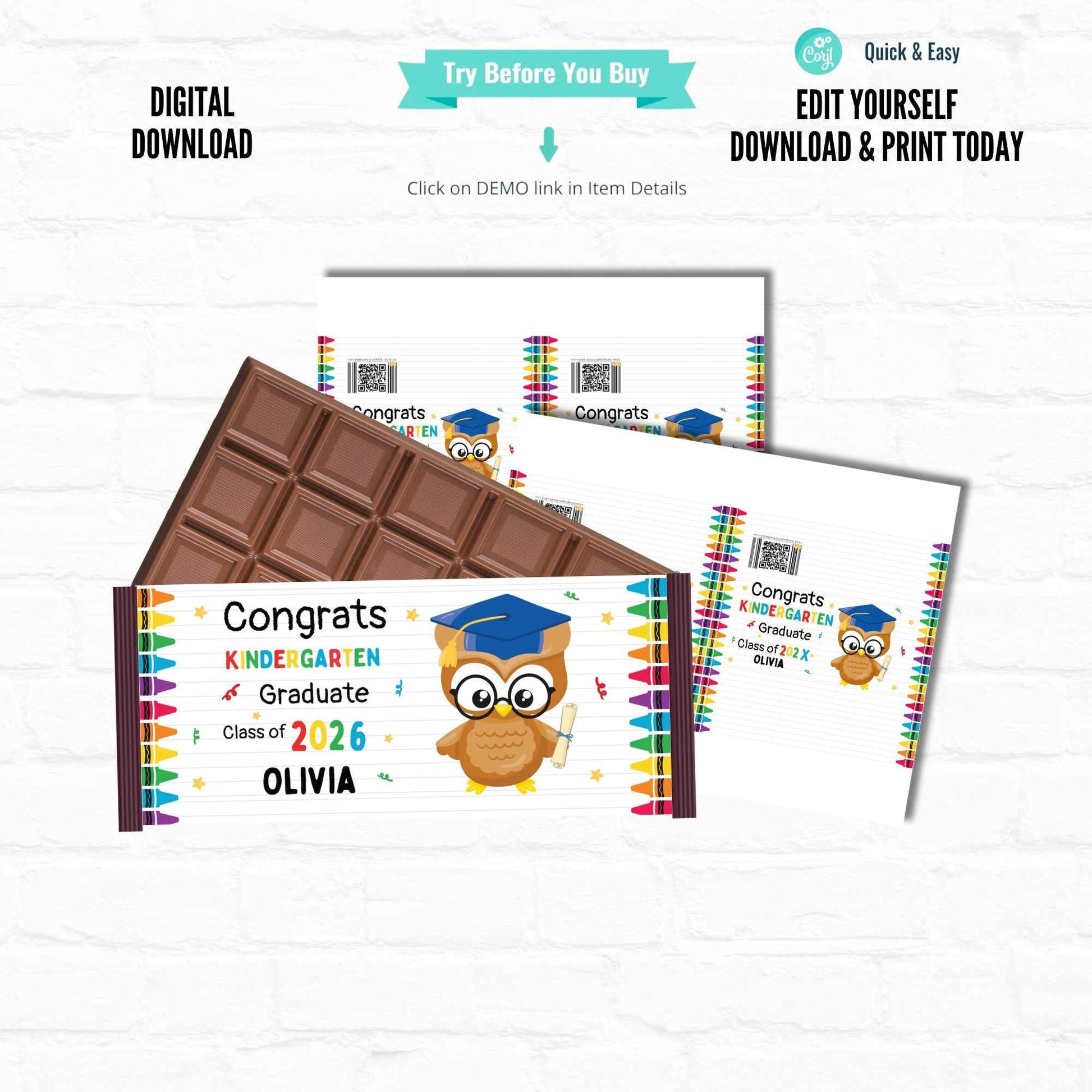 Personalized Graduation Candy Bar Wrappers | DIY Party Favor – Hanging ...