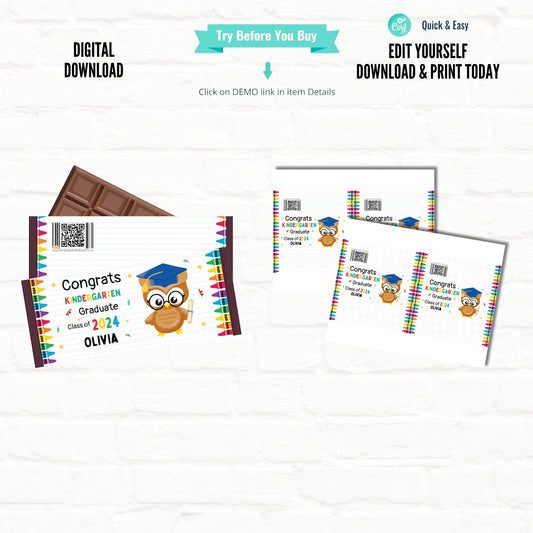 Graduation Party Favors Personalize Chocolate Candy Bar Wrappers|Printable File
