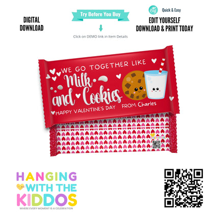 Personalized Kids Valentine - Cookies and Milk