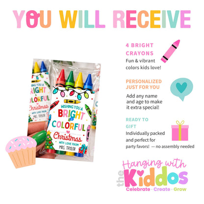 Personalized Christmas Crayon Pack Party Favors
