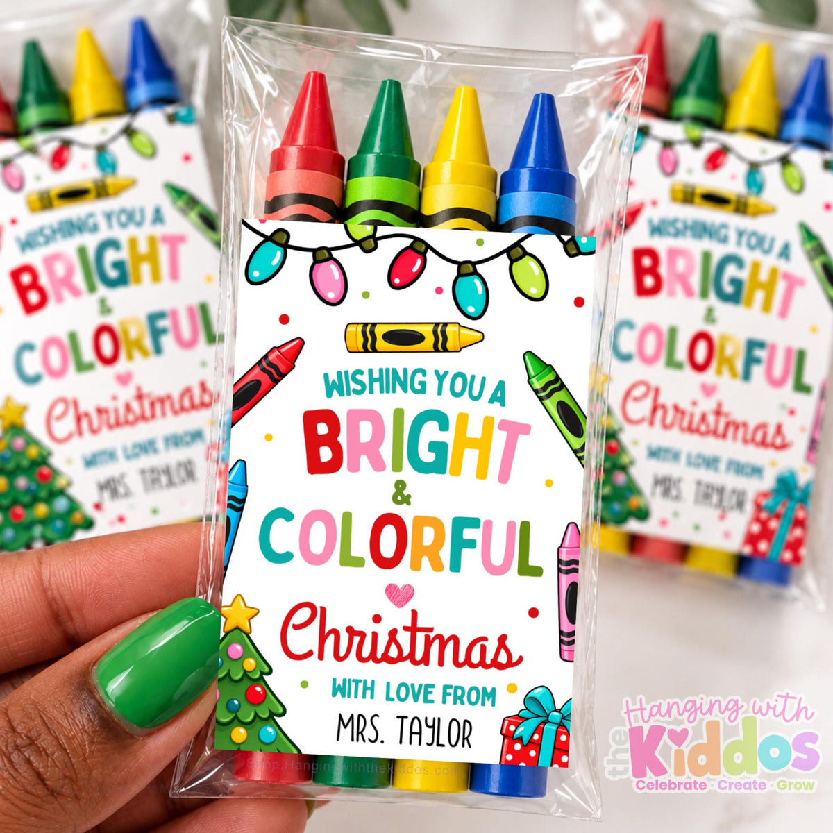 Personalized Christmas Crayon Pack Party Favors