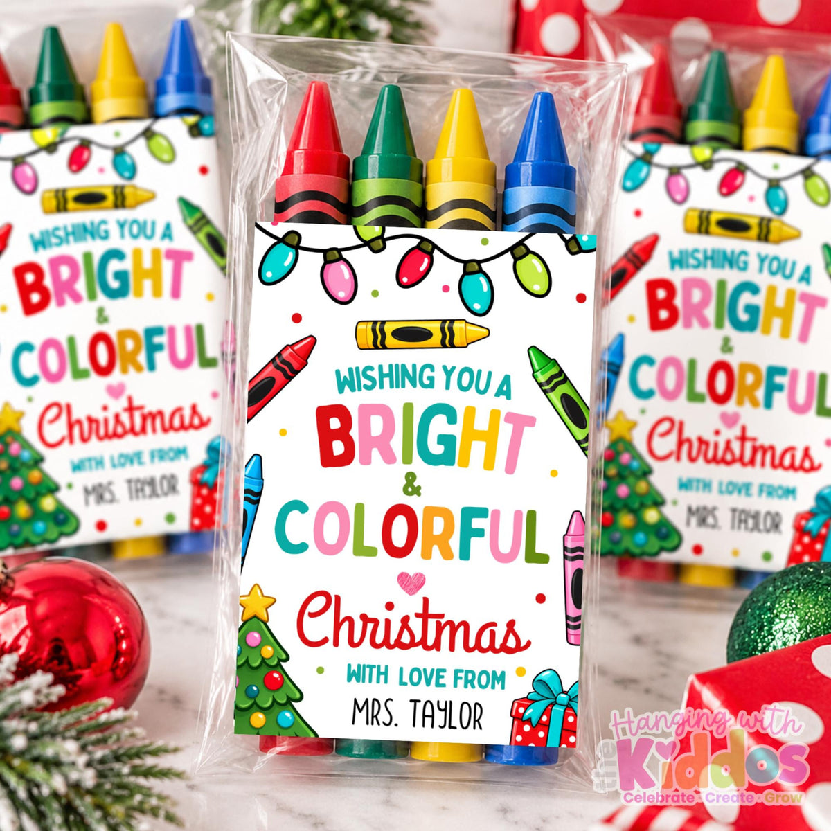 Personalized Christmas Crayon Pack Party Favors