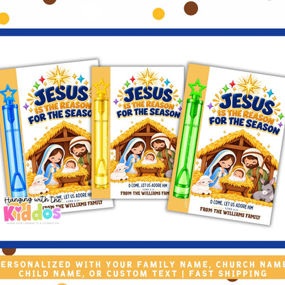 Personalized Nativity Bubble Wand Party Favors