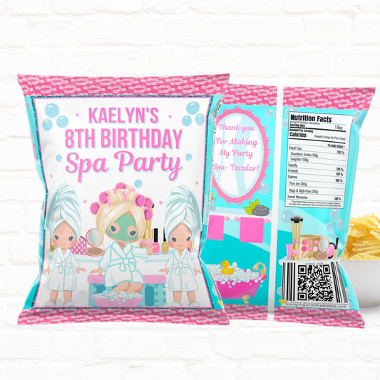 Girls Spa Party Favor Bags: Pre-Assembled Wrappers or Fully Assembled Chip Bags