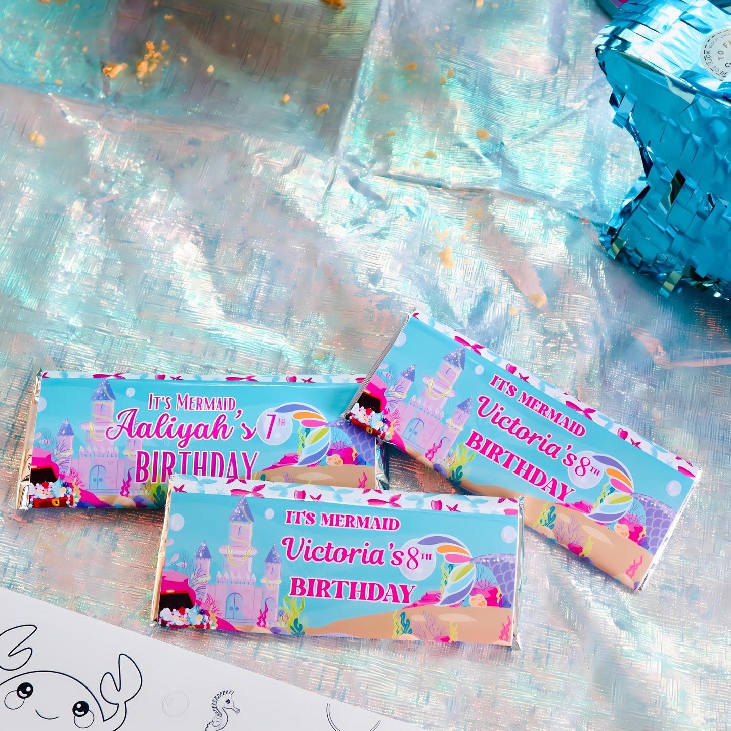 Personalized Mermaid Chocolate Candy Bar Wrappers