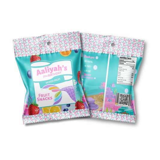 Personalized Mermaid Fruit Snack Pouches