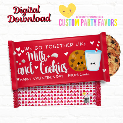 Cookies and Milk Personalized Kids Valentine