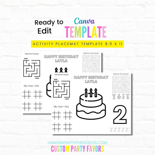 Activity Placemat Template 8.5 x 11