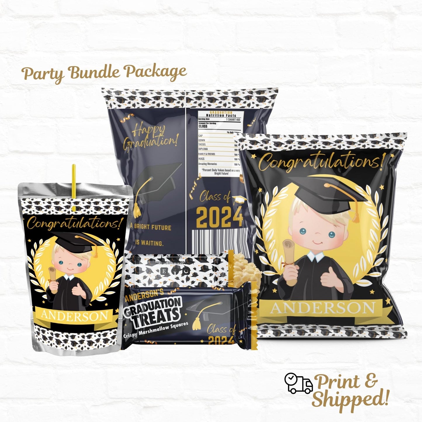 Graduation Personalized Custom Party Favors Bundle Boy 03