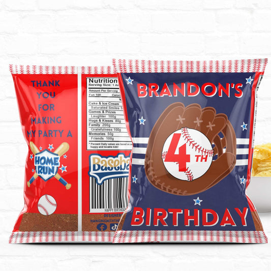 Baseball Birthday Party Favor Personalized Chip Bag Instant Download 04