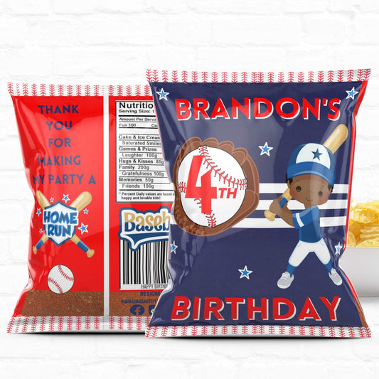 Baseball Birthday Party Favor Personalized Chip Bag Instant Download