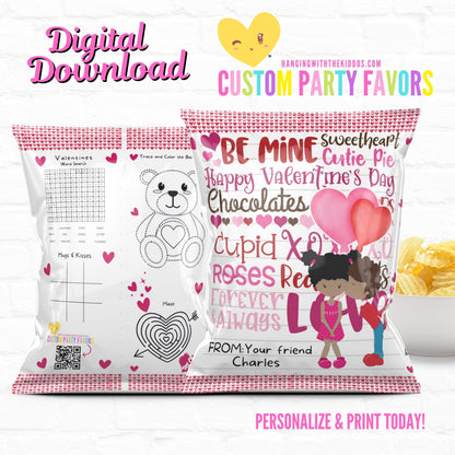 Kids Personalized Valentine's Day Activity Treat Bags