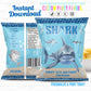 Shark Birthday Party Favor Personalized Chip Bag| Instant Download