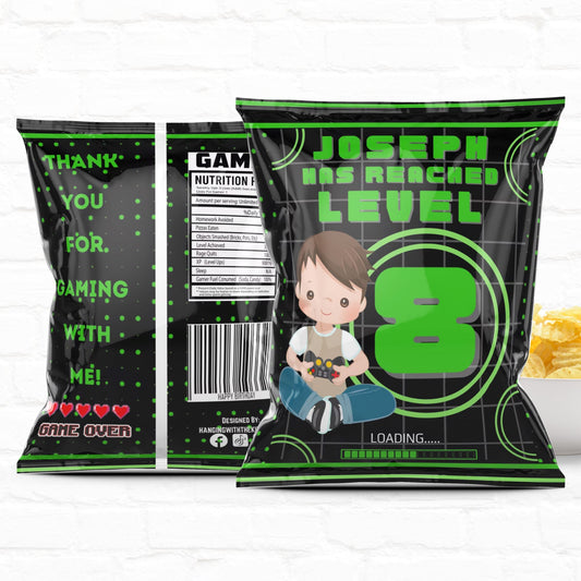 Video Game Level Up Party Favor Personalized Chip Bags| Instant Download-03