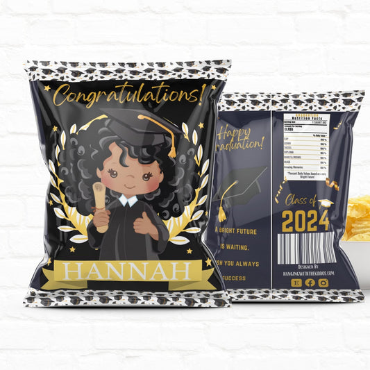 Graduation Party Custom Party Favors Personalized Chip Bags|Printable File Girl 02