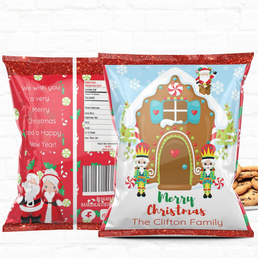 Christmas Personalized Party Favor Chip Bags Santa Claus|Printable File