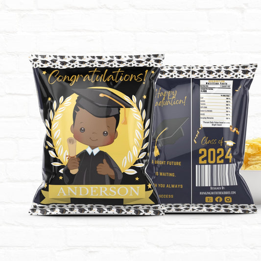 Graduation Personalized  Chip Bags|Treat Bags-Boy Printable File 01