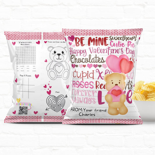Personalized Valentine's Day Activity Treat Bags-Teddy Bear