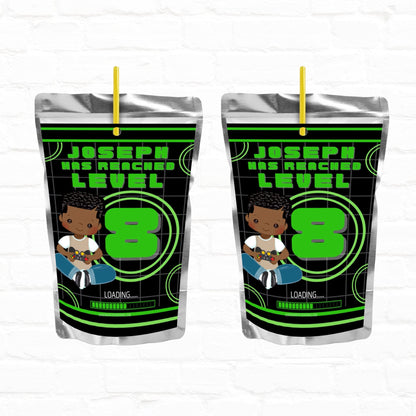 Video Game Birthday Party Personalized Juice Pouch Labels| Instant Download