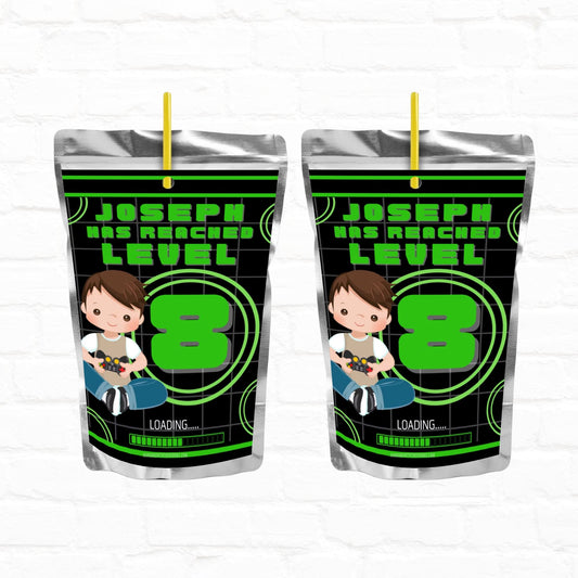 Video Game Birthday Party Personalized Juice Pouch Labels| Instant Download 03