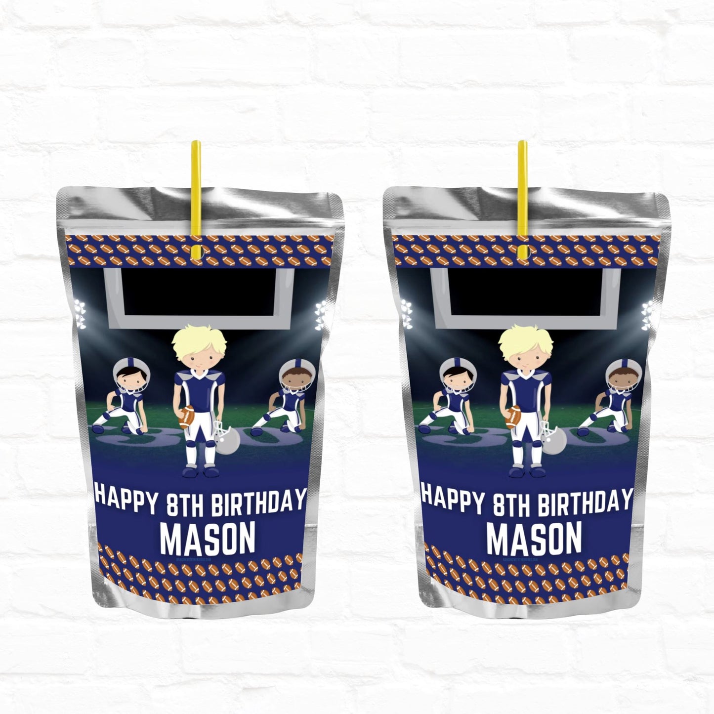 Football Birthday Personalized Juice Pouch Labels| Instant Download 03