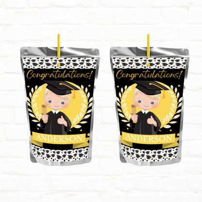 Graduation Personalized Party Favors Juice Pouch Labels-Printable File Boy 03