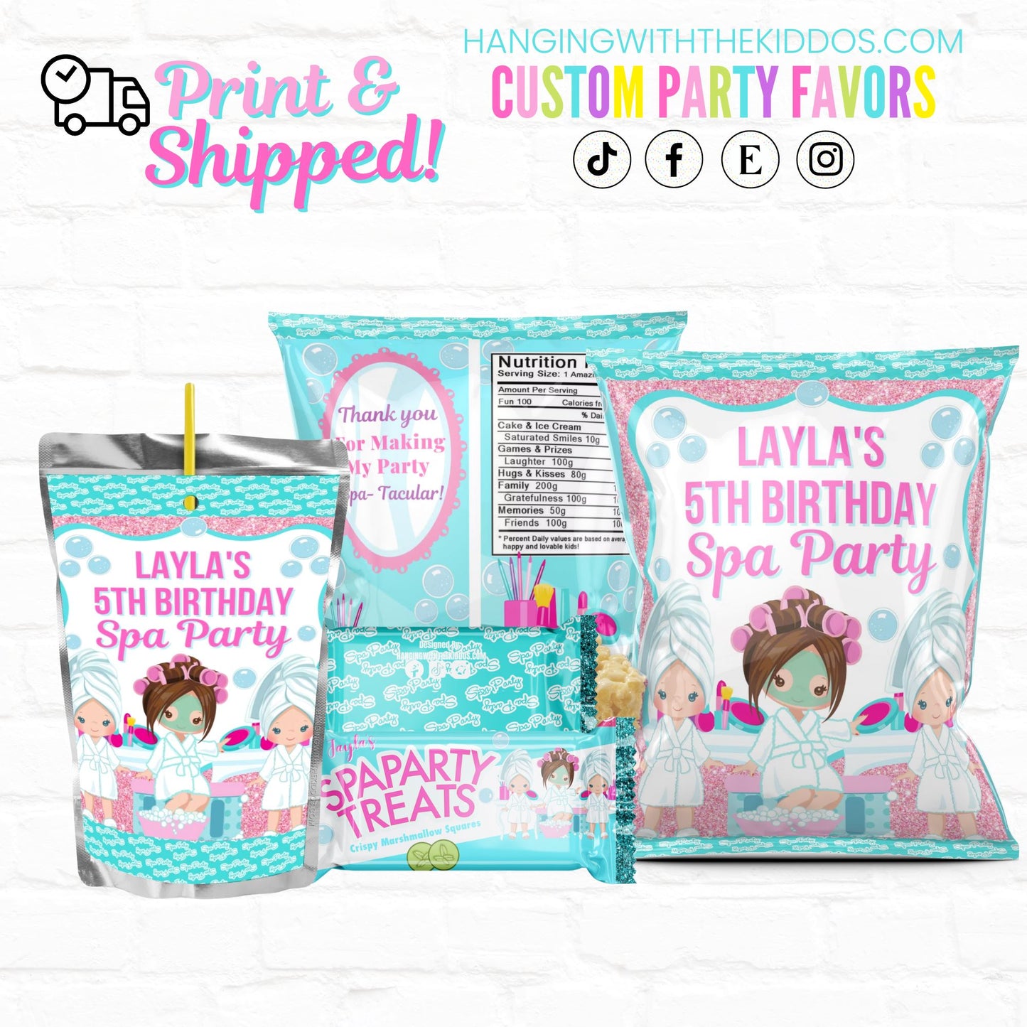 Girls Spa Party Turquoise |Custom Party Bundle 2