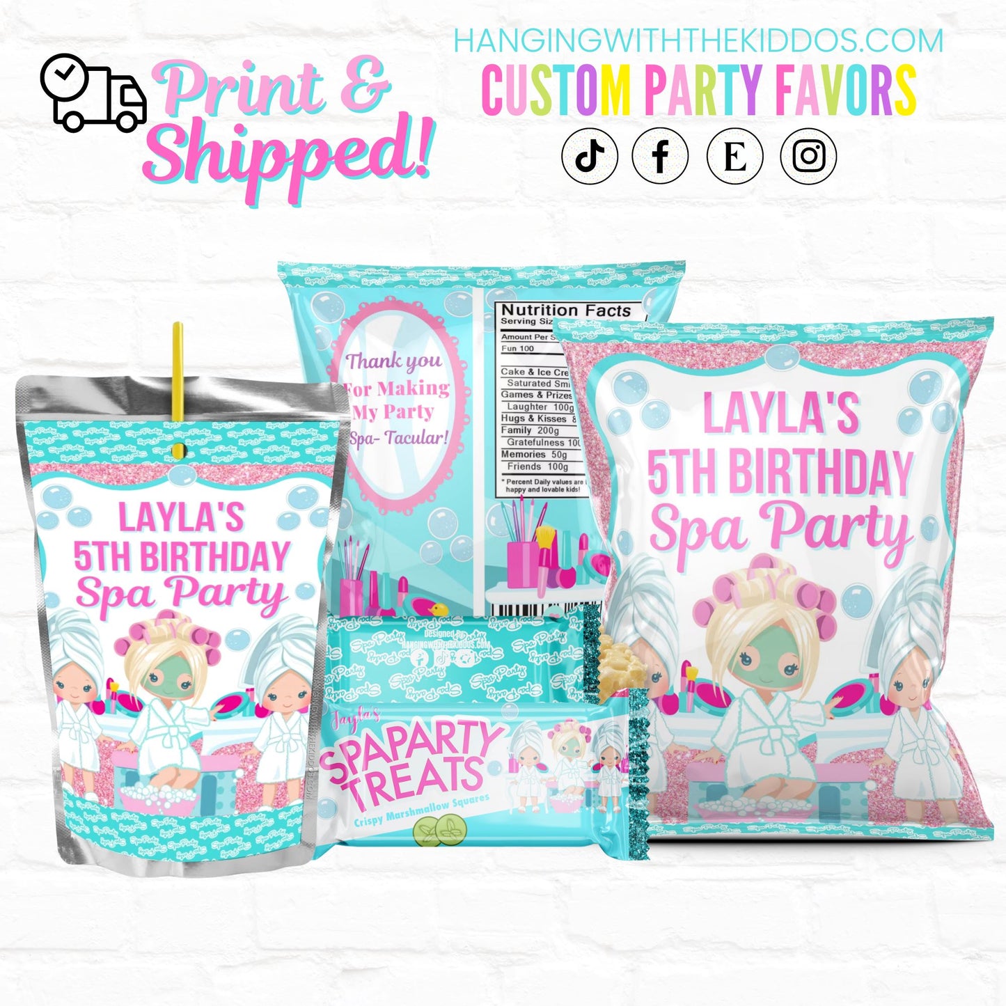 Girls Spa Party Turquoise |Custom Party Bundle 3