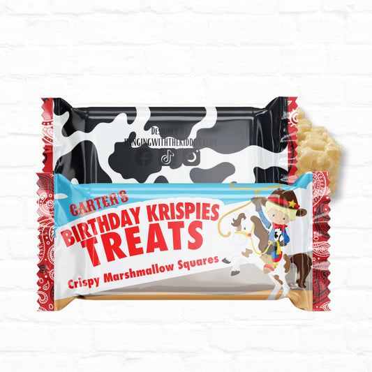 Cowboy Birthday Personalized Rice Krispy Treats Wrappers| Instant Download 03