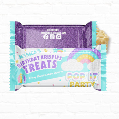 Pop It Birthday Personalized Party Favor Rice Krispy Treats Wrappers| Instant Download