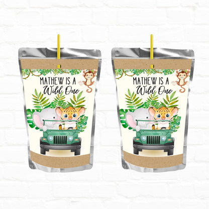 Safari Birthday Personalized Juice Pouch Labels| Instant Download