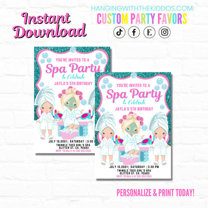 Tween Girls Spa Party Invitations| 5X7